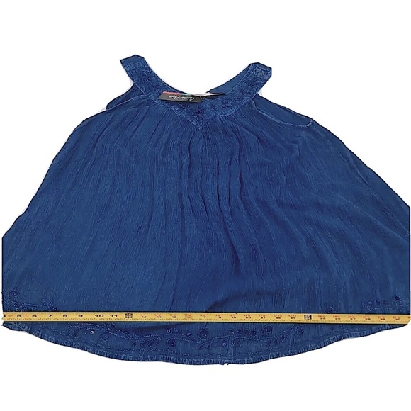 Vintage Bohemian Gauze Top Blue Sequin V Neck Sequin Hem Design Pre Loved Wear V - Picture 12 of 15